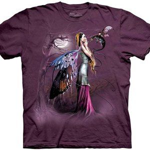 Fairy Dragon Whisperer Magical Wings Spirit Fantasy Purple Mountain Shirt S
